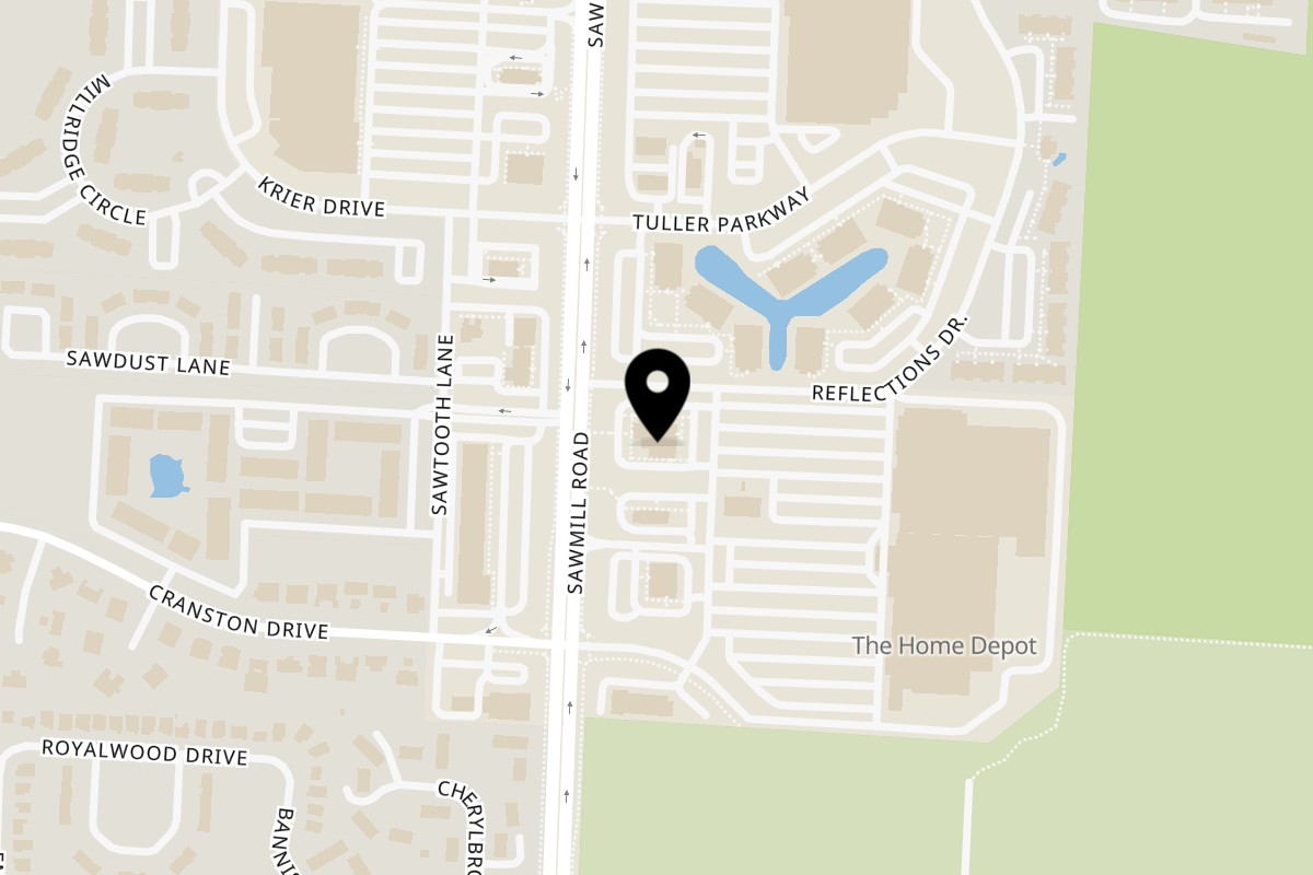 Map showing the location of Kyoto Japanese Steak House on 5874 Sawmill Road in Dublin